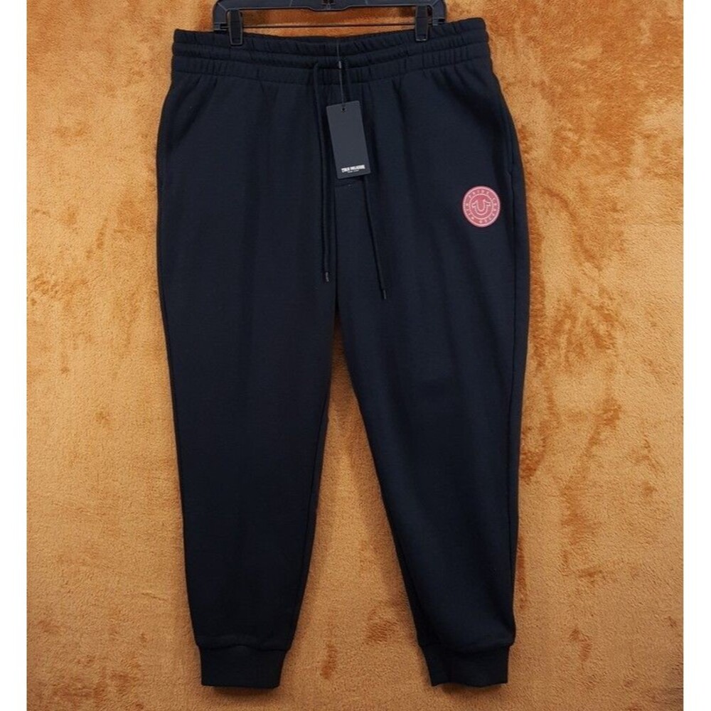 TRUE RELIGION Sweatpants Mens XL Black Drawstring True College Jogger